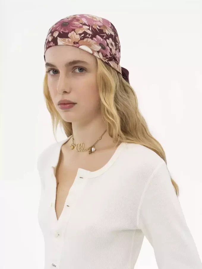 The Chloé Roses square scarf in silk twill The Chloé Roses square scarf in silk twill