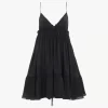 Thin-strap gathered mini dress in crêpe de chine Thin-strap gathered mini dress in crêpe de chine