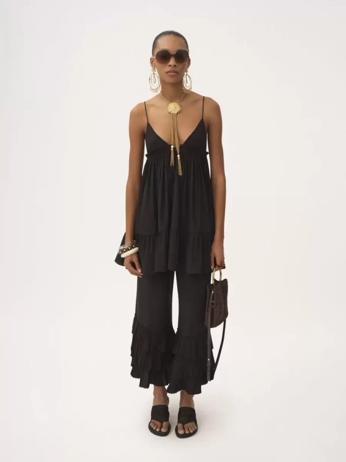 Thin-strap gathered mini dress in crêpe de chine Thin-strap gathered mini dress in crêpe de chine