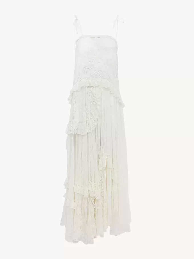 Thin-strap long dress in embroidered lace Thin-strap long dress in embroidered lace
