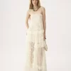 Thin-strap long dress in embroidered lace Thin-strap long dress in embroidered lace