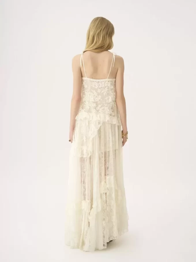 Thin-strap long dress in embroidered lace Thin-strap long dress in embroidered lace