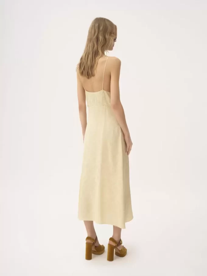 Thin-strap midi dress in silk jacquard & lace Thin-strap midi dress in silk jacquard & lace