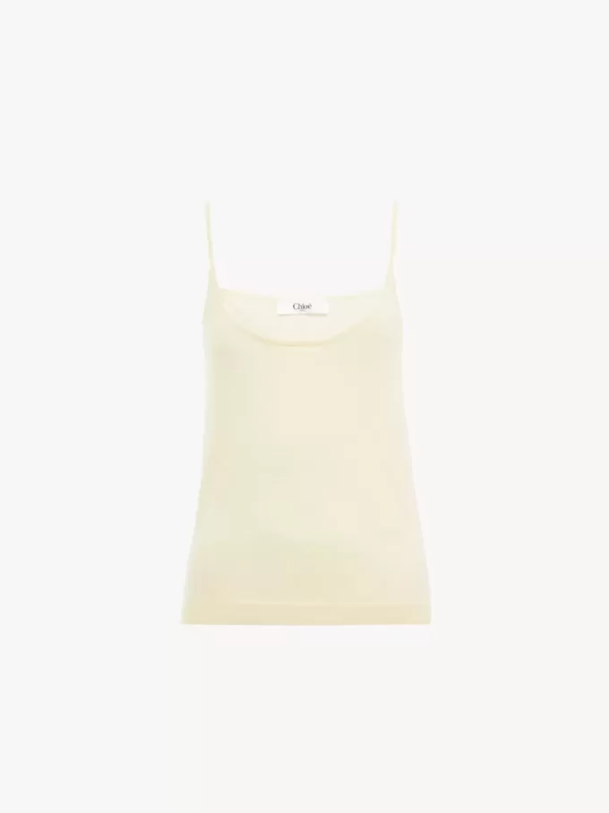 Thin-strap tank top in superfine wool knit Thin-strap tank top in superfine wool knit