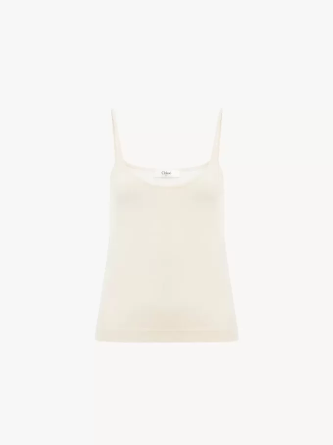 Thin-strap tank top in superfine wool knit Thin-strap tank top in superfine wool knit