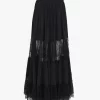Tiered long skirt in silk georgette & lace Tiered long skirt in silk georgette & lace