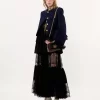 Boxy collarless jacket in wool check Boxy collarless jacket in wool check