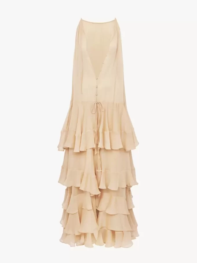 Tiered maxi dress in silk georgette Tiered maxi dress in silk georgette