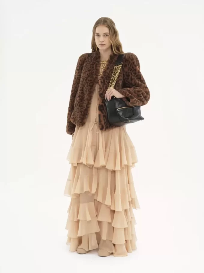 Tiered maxi dress in silk georgette Tiered maxi dress in silk georgette