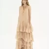 Tiered maxi dress in silk georgette Tiered maxi dress in silk georgette