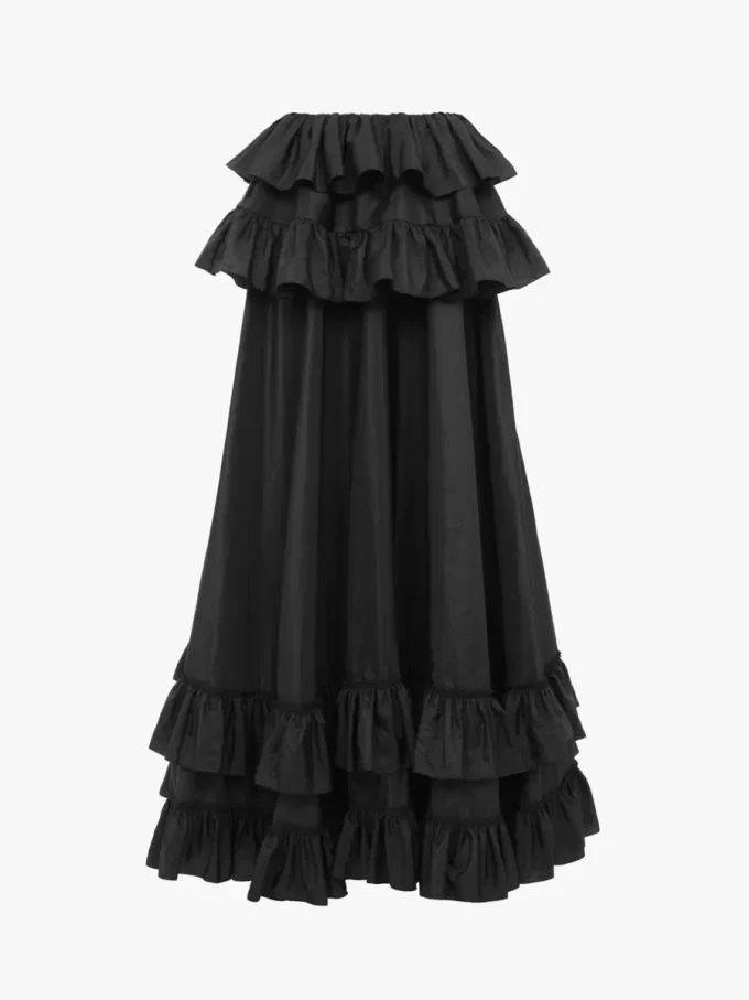 Tiered maxi skirt in washed silk taffeta