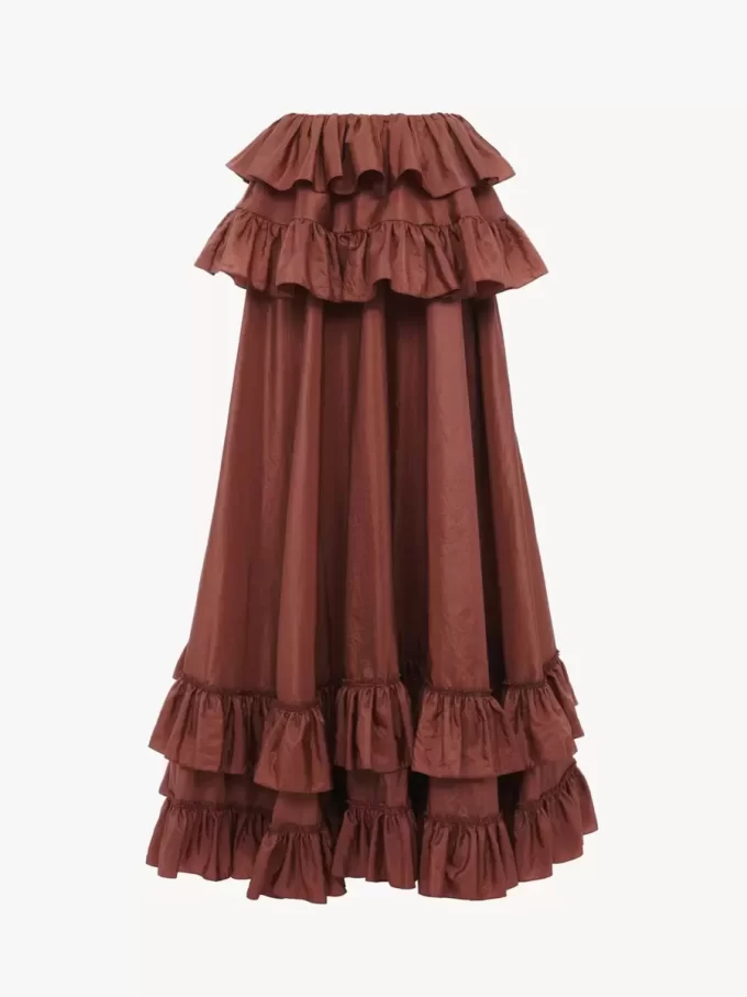 Tiered maxi skirt in washed silk taffeta Tiered maxi skirt in washed silk taffeta