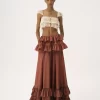 Tiered maxi skirt in washed silk taffeta Tiered maxi skirt in washed silk taffeta
