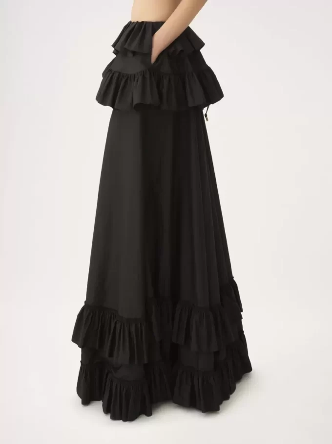 Tiered maxi skirt in washed silk taffeta