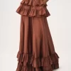 Tiered maxi skirt in washed silk taffeta Tiered maxi skirt in washed silk taffeta