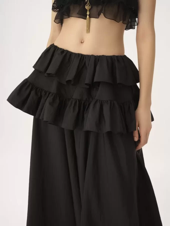Tiered maxi skirt in washed silk taffeta