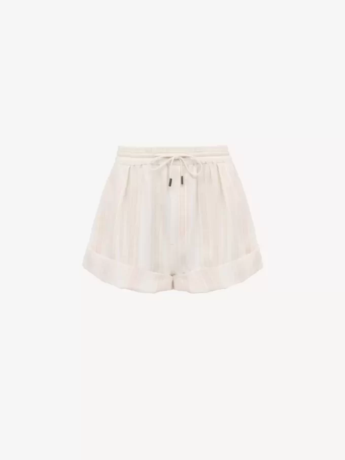 Turn-up drawstring shorts in cotton Turn-up drawstring shorts in cotton