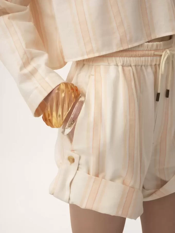 Turn-up drawstring shorts in cotton Turn-up drawstring shorts in cotton