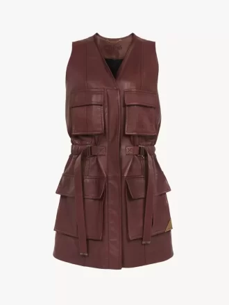 Utilitarian vest in leather Utilitarian vest in leather