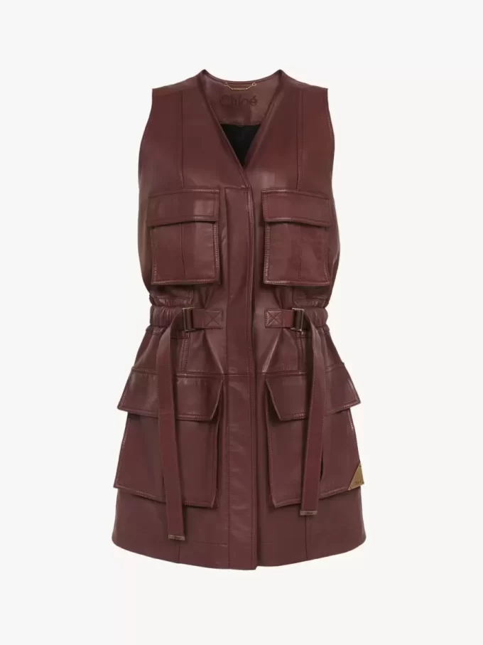 Utilitarian vest in leather Utilitarian vest in leather
