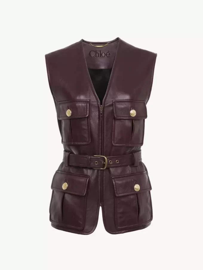 Utilitarian vest in leather Utilitarian vest in leather