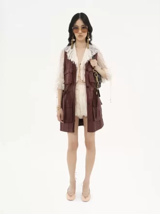 Utilitarian vest in leather Utilitarian vest in leather