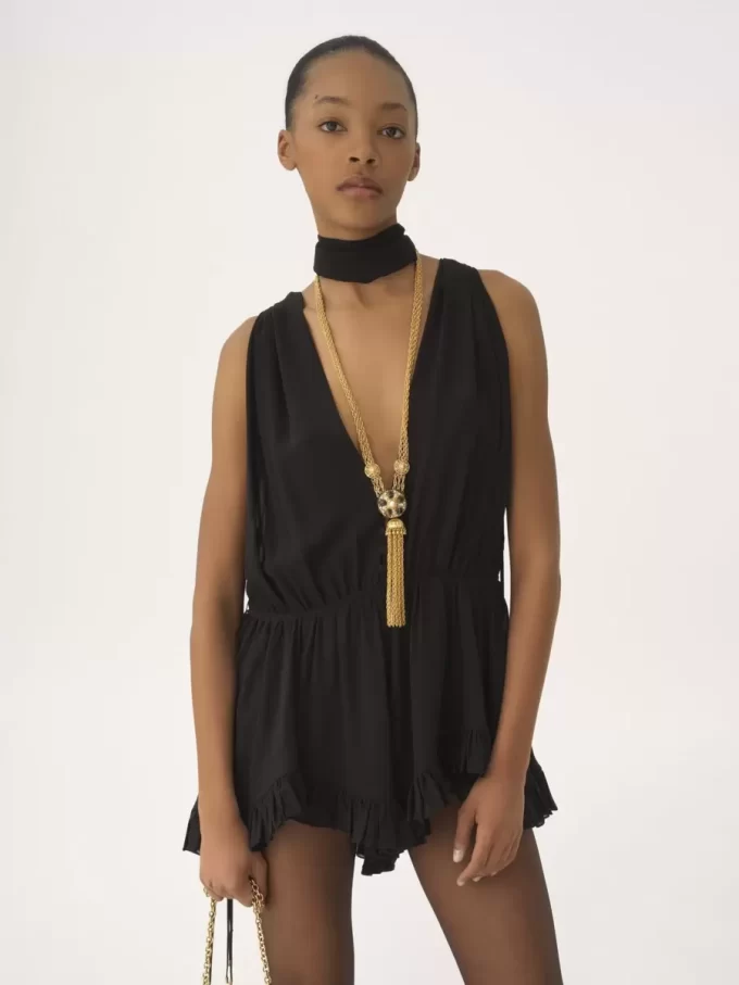 V-neck jumpsuit in silk georgette V-neck jumpsuit in silk georgette