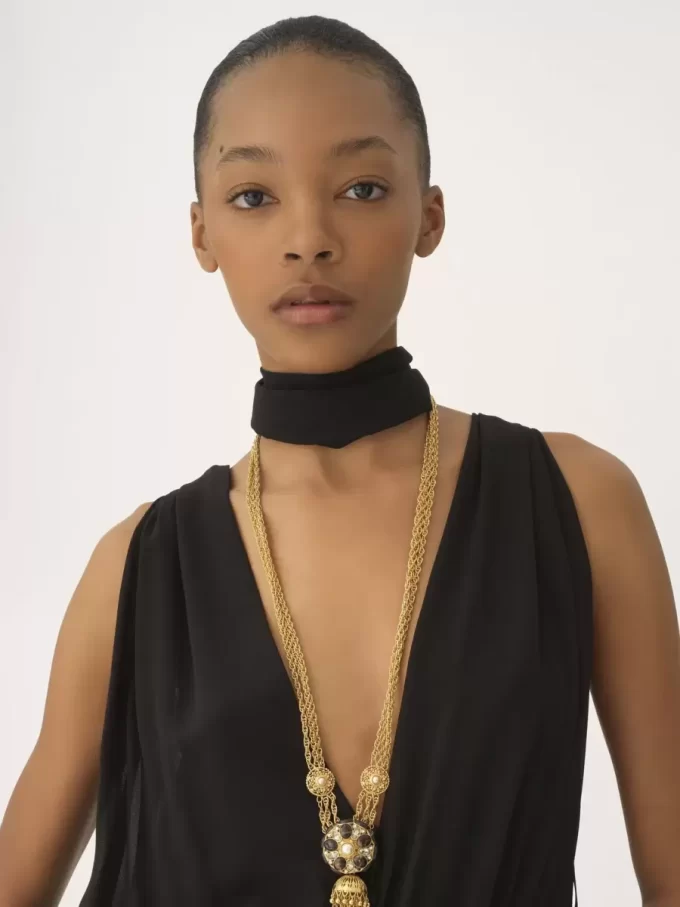 V-neck jumpsuit in silk georgette V-neck jumpsuit in silk georgette