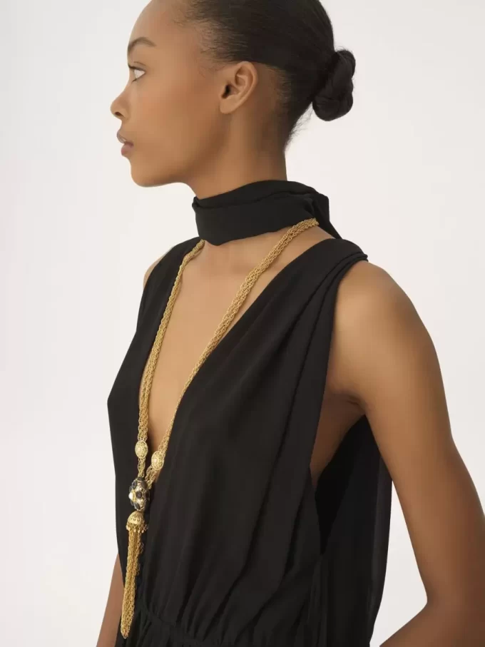 V-neck jumpsuit in silk georgette V-neck jumpsuit in silk georgette