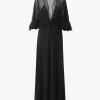 V-neck long dress in crêpe satin V-neck long dress in crêpe satin
