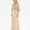 V-neck long dress in crêpe satin V-neck long dress in crêpe satin