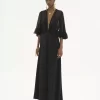 V-neck long dress in crêpe satin V-neck long dress in crêpe satin