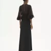 V-neck long dress in crêpe satin V-neck long dress in crêpe satin