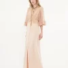 V-neck long dress in crêpe satin V-neck long dress in crêpe satin