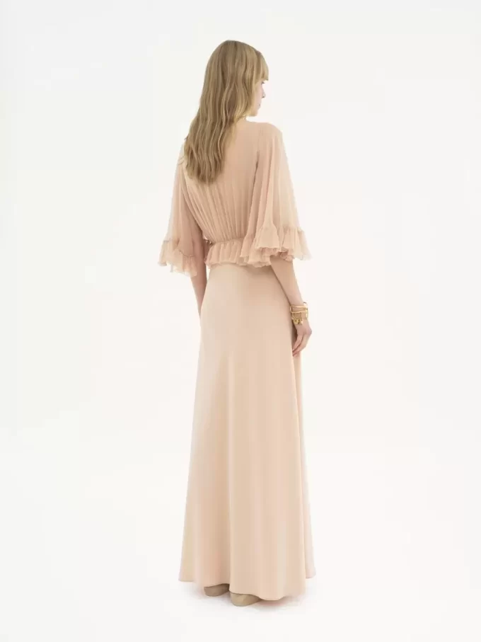 V-neck long dress in crêpe satin V-neck long dress in crêpe satin