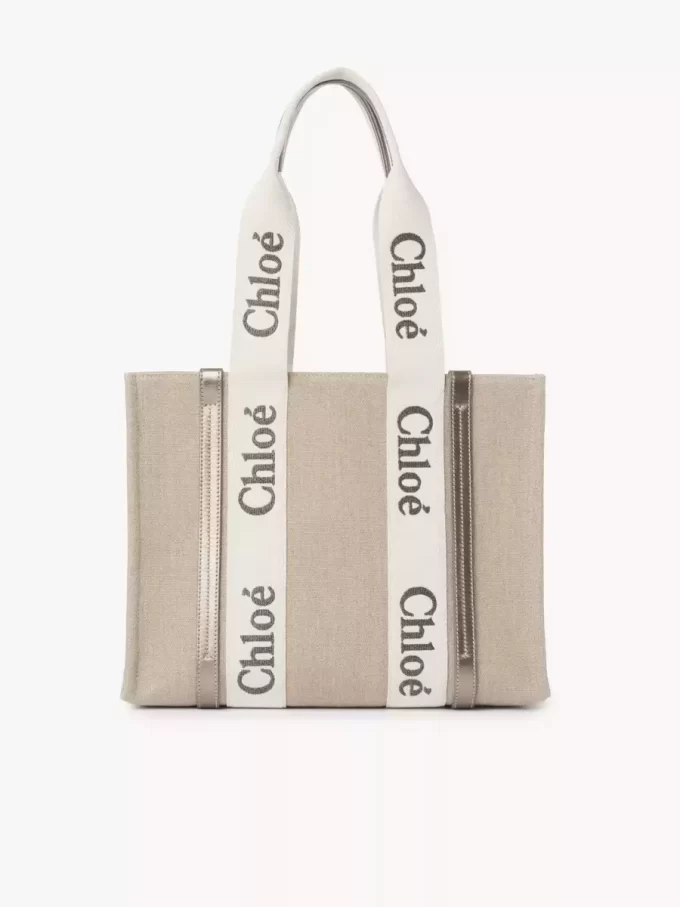 Woody tote bag in linen & leather Woody tote bag in linen & leather