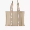Woody tote bag in linen & leather Woody tote bag in linen & leather