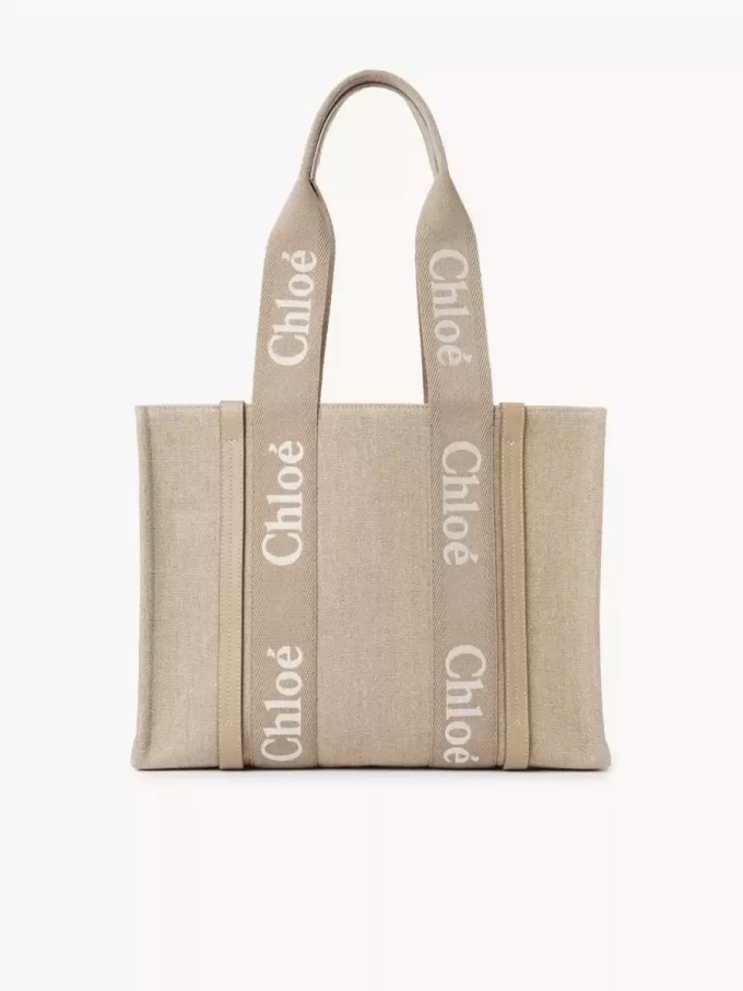 Woody tote bag in linen & leather Woody tote bag in linen & leather