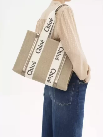 woody tote bag in linen amp leather 2 1 330x440 - Woody tote bag in linen & leather