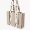 Woody tote bag in linen & leather Woody tote bag in linen & leather