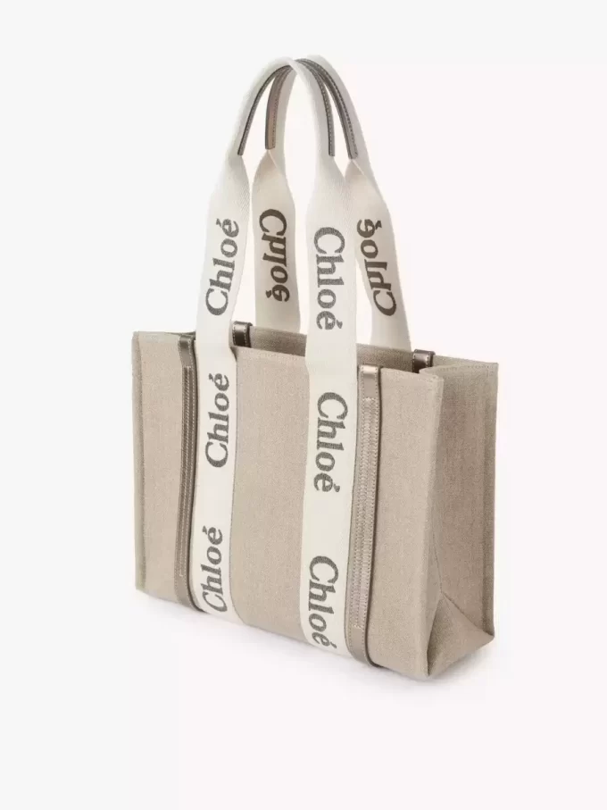 Woody tote bag in linen & leather Woody tote bag in linen & leather