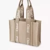Woody tote bag in linen & leather Woody tote bag in linen & leather