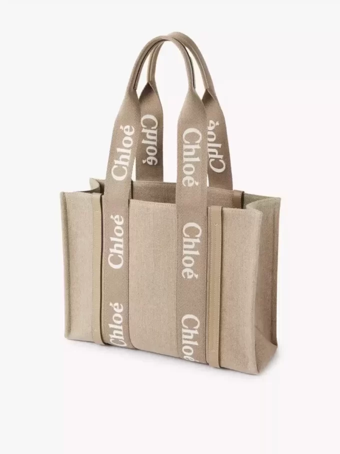 Woody tote bag in linen & leather Woody tote bag in linen & leather