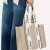 Woody tote bag in linen & leather Woody tote bag in linen & leather