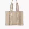 Woody tote bag in linen & leather Woody tote bag in linen & leather