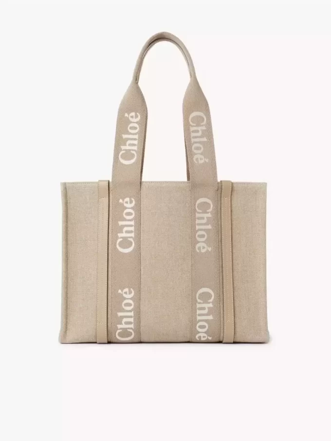 Woody tote bag in linen & leather Woody tote bag in linen & leather