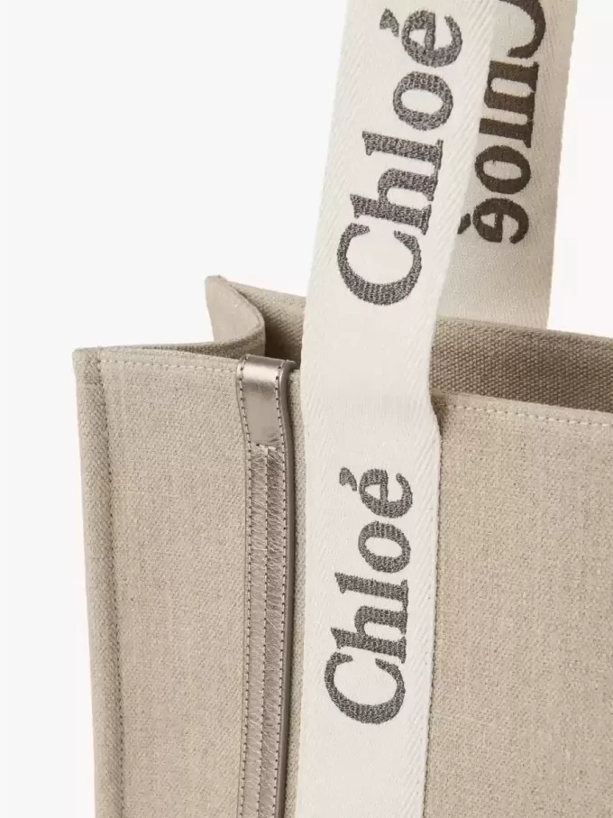 Woody tote bag in linen & leather Woody tote bag in linen & leather