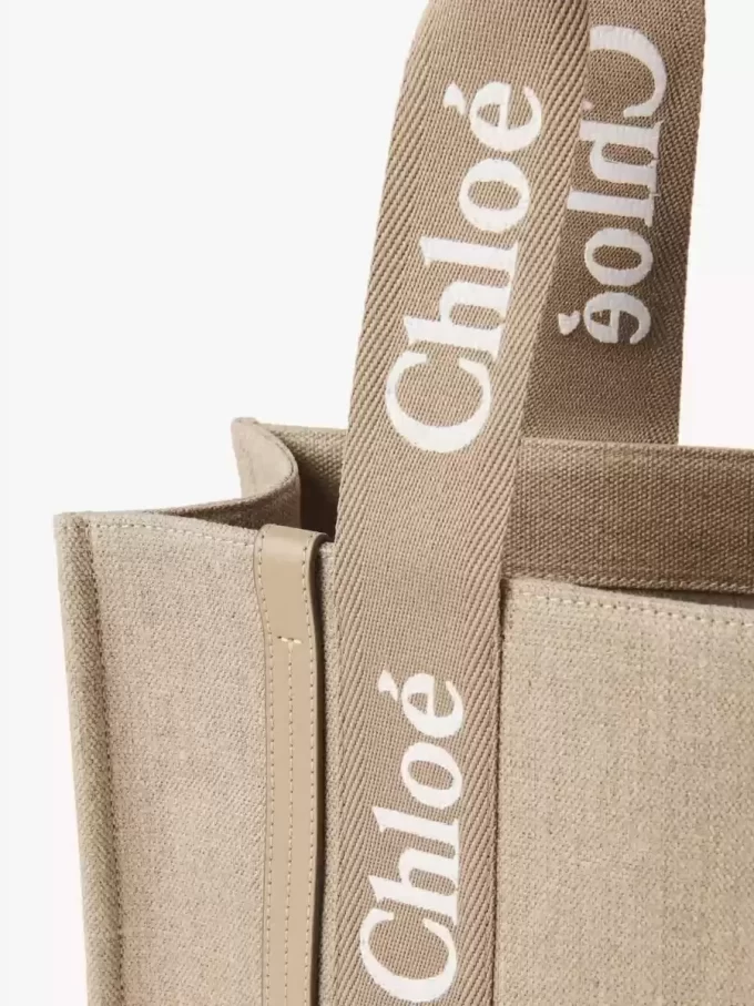 Woody tote bag in linen & leather Woody tote bag in linen & leather